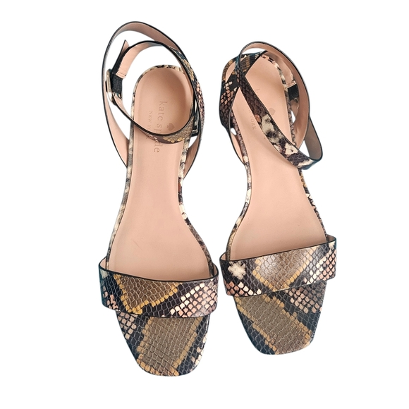 NIB Kate Spade New York Maui Snakeskin-Embossed Leather  Kate Spade N.Y. Maui Snake Skin Embossed  Ankle Strap Sandals Size 10B